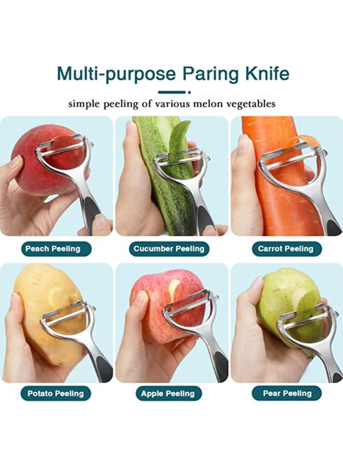 Zinc Alloy Y-Peeler Kitchen Potato Peeler Vegetable Peeler,Premium Stainless Steel Speed Peeler Good Grips Peeler Y Peeler Rotatable Multifunctional Peelers for Kitchen Vegetables Fruits(Silver/Black) - Image 3