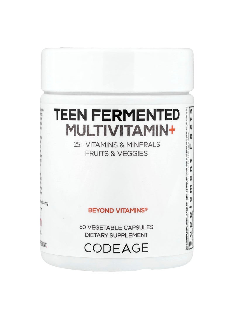 Codeage Teen Fermented Multivitamin+, 60 Vegetable Capsules
