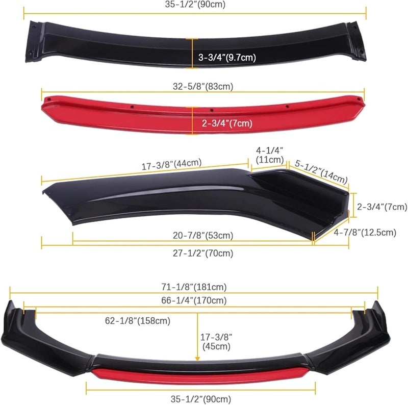 Wivplex Car Front Bumper Lip Splitter Spoiler Kit - Image 2