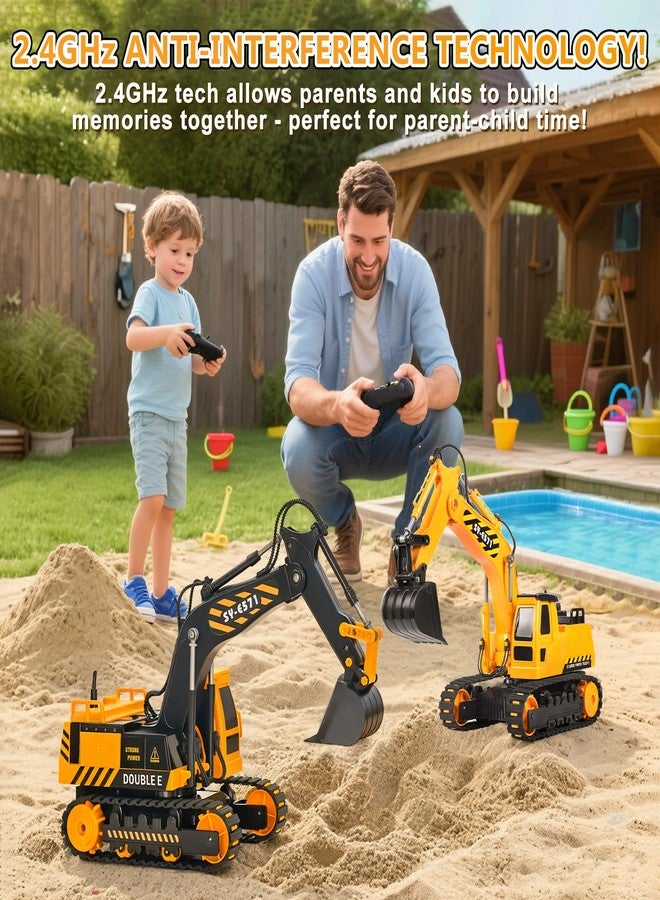 DOUBLE E Remote Control Excavator Toy, RC Excavators Sandbox Digger Hydraulic Construction Toys - Realistic Construction Vehicle with 6 Functions, Xmas Gift for Kids 3-14 Years - Image 5