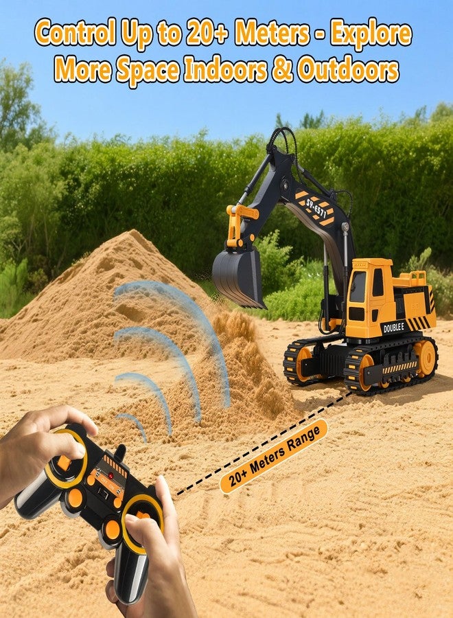 DOUBLE E Remote Control Excavator Toy, RC Excavators Sandbox Digger Hydraulic Construction Toys - Realistic Construction Vehicle with 6 Functions, Xmas Gift for Kids 3-14 Years - Image 4