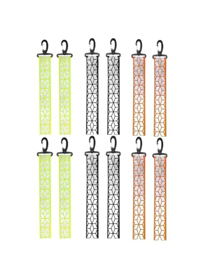 Generic 12 Pcs Double Sided Reflector Pendant 3 Colors Reflective Keychains for Backpack Jacket Dog Collar Nylon Reflectors Tags  - Image 1
