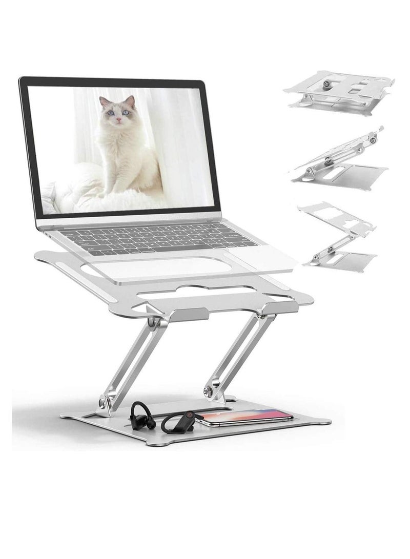 By Mistletoe Adjustable Portable Foldable Laptop Computer Elevator Stand Stand Holder, Compatible with Notebook, Tablet and Desktop Computer with 10 to 17 Inch Display, Aluminum  - Image 1