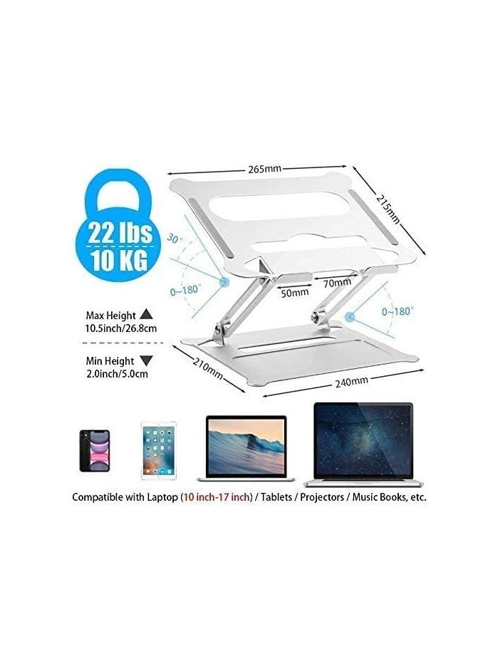 By Mistletoe Adjustable Portable Foldable Laptop Computer Elevator Stand Stand Holder, Compatible with Notebook, Tablet and Desktop Computer with 10 to 17 Inch Display, Aluminum  - Image 3