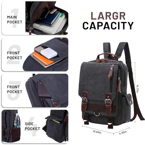 mygreen Vintage Canvas Cross Body Messenger Backpack Rucksack for Men Casual Book Bag Sports Daypack - Image 3