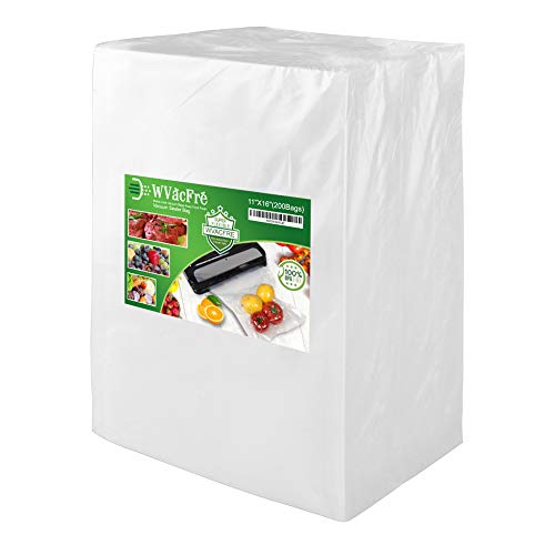 WVacFre 200 Quart Size 8x12Inch Vacuum Sealer Freezer Bags with Commercial Grade,BPA Free,Heavy Duty,Great for Food Vac Storage or Sous Vide Cooking - Image 1