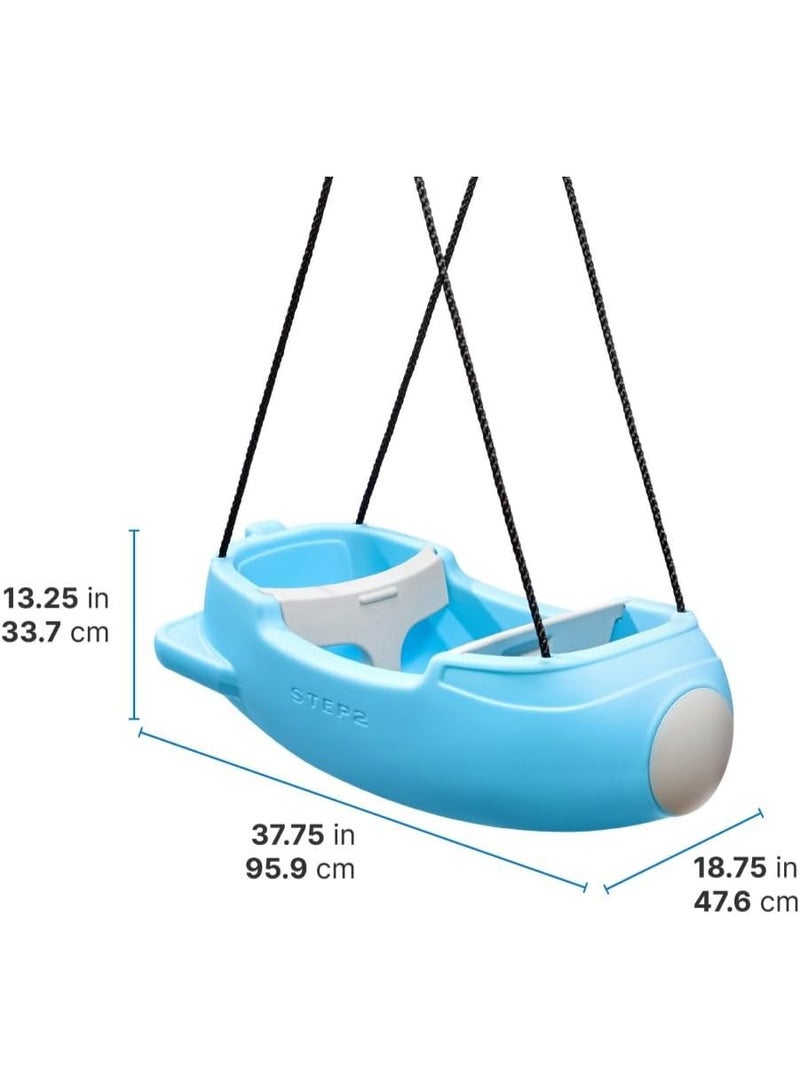 Step2 Rocket Swing Plastic Blue, Face-to-Face Double Toddler Swing with Safety Straps & T-Bar, Outdoor Garden Swing for Kids - Image 2