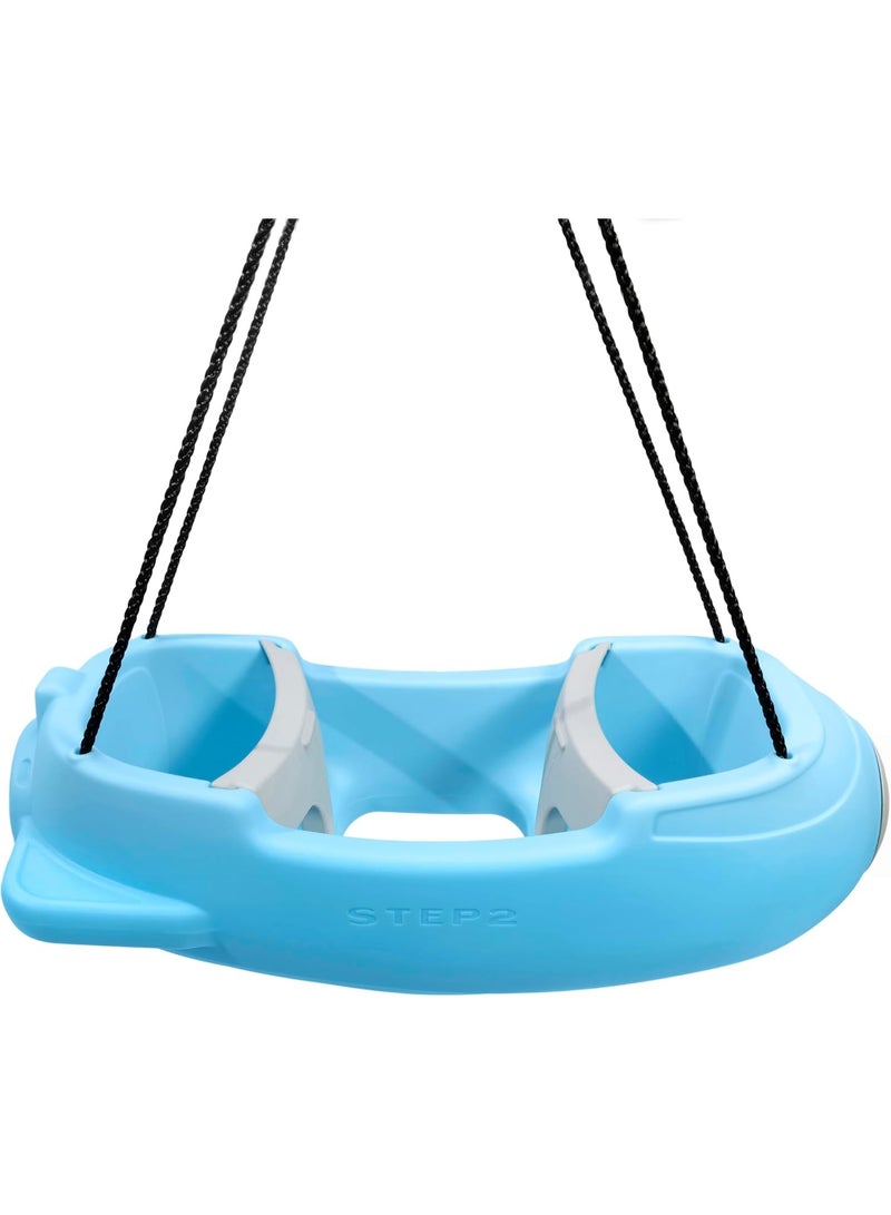 Step2 Rocket Swing Plastic Blue, Face-to-Face Double Toddler Swing with Safety Straps & T-Bar, Outdoor Garden Swing for Kids - Image 3