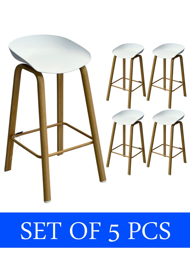 Living Set Of 5 Pieces Bar Stools Modern Counter Height Barstools  - Image 1