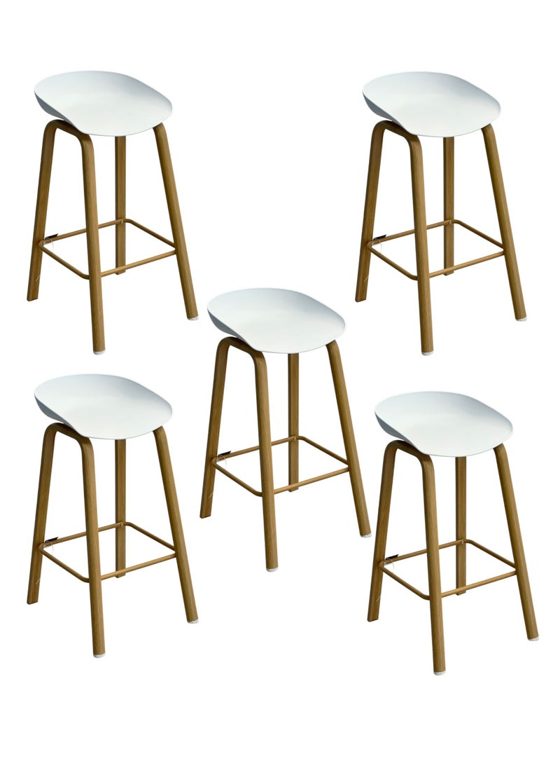 Living Set Of 5 Pieces Bar Stools Modern Counter Height Barstools  - Image 4