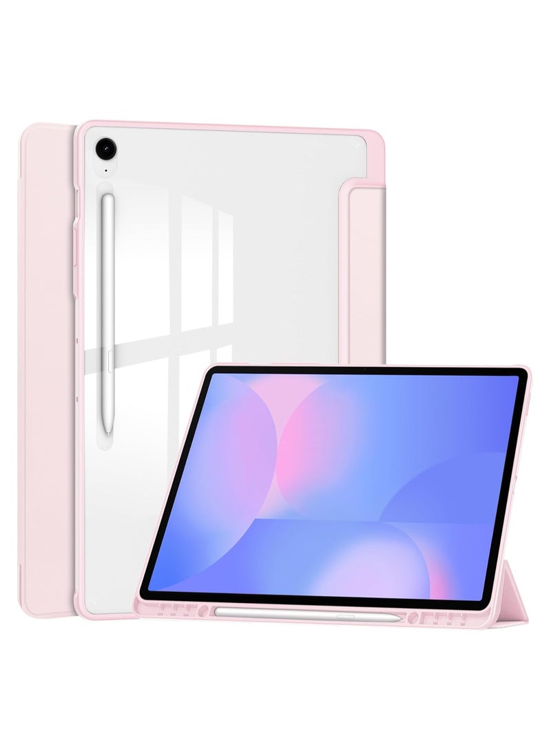 VKL Translucent Case Compatible with Samsung Galaxy Tab S10 FE Plus 13.1 Inch (2025) with Transparent Back Cover and Folding Stand Cover with Pen Holder, Automatic Sleep/wake-up (Pink) - Image 1