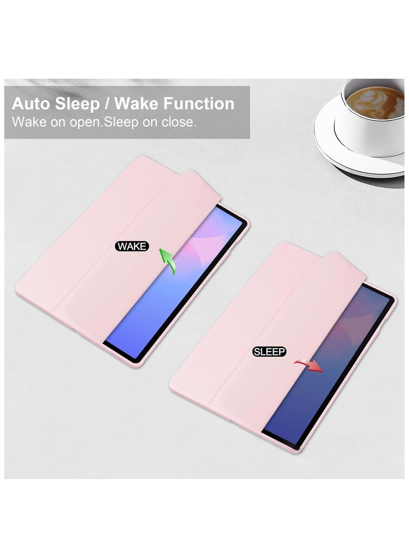 VKL Translucent Case Compatible with Samsung Galaxy Tab S10 FE Plus 13.1 Inch (2025) with Transparent Back Cover and Folding Stand Cover with Pen Holder, Automatic Sleep/wake-up (Pink) - Image 2