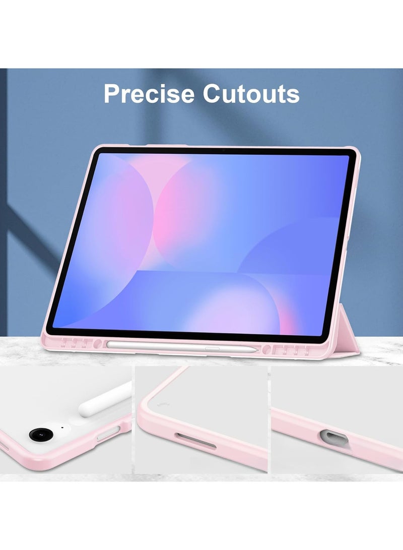 VKL Translucent Case Compatible with Samsung Galaxy Tab S10 FE Plus 13.1 Inch (2025) with Transparent Back Cover and Folding Stand Cover with Pen Holder, Automatic Sleep/wake-up (Pink) - Image 4