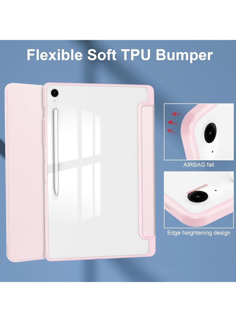 VKL Translucent Case Compatible with Samsung Galaxy Tab S10 FE Plus 13.1 Inch (2025) with Transparent Back Cover and Folding Stand Cover with Pen Holder, Automatic Sleep/wake-up (Pink) - Image 5