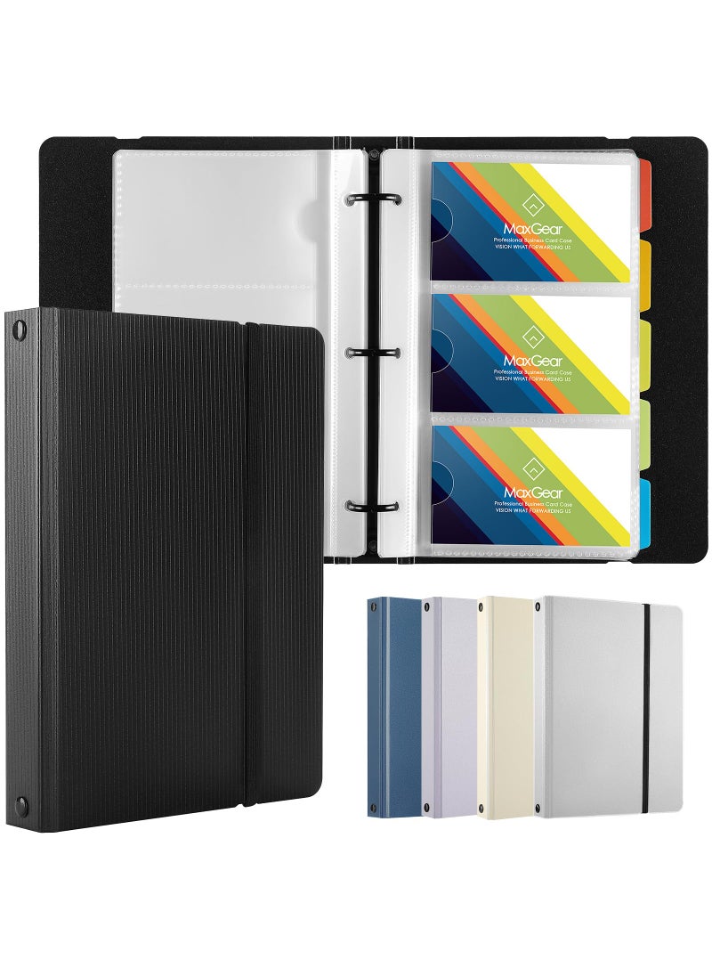 MaxGear MaxGear Business Card Book, 180 Cards Organizer for Men & Women, Portable Name Card Holders Binder File for Business Cards, 5 Color Index Tabs, Polypropylene, Black  - Image 1