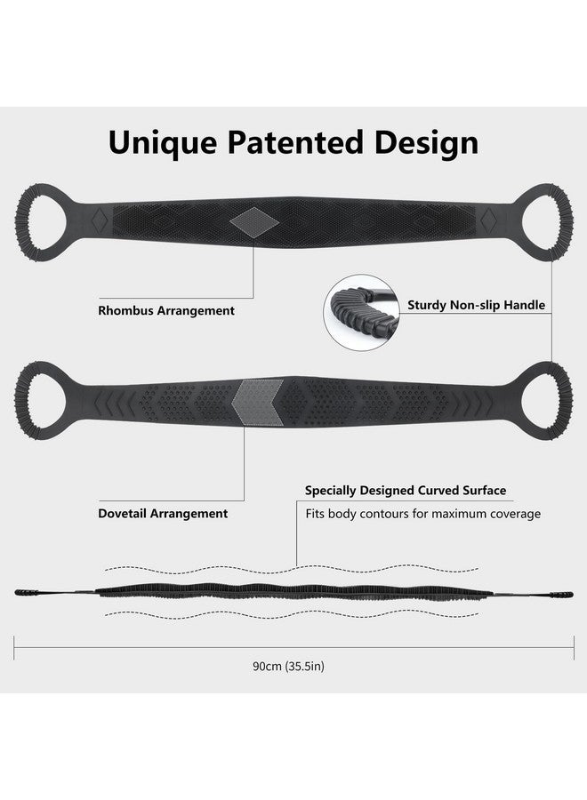 FReatech Silicone Back Scrubber For Shower, 36" Dual-Sided Back Washer Exfoliator Strap To Clean, Exfoliate And Massage, Easily Cover The Entire Back For Men Women, Easy To Clean, Black - Image 3