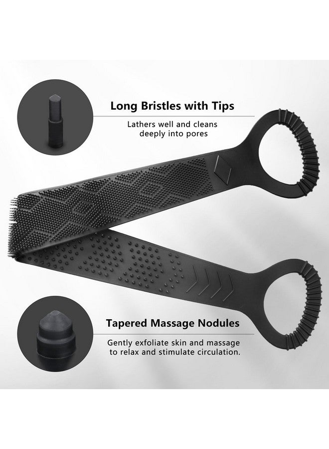 FReatech Silicone Back Scrubber For Shower, 36" Dual-Sided Back Washer Exfoliator Strap To Clean, Exfoliate And Massage, Easily Cover The Entire Back For Men Women, Easy To Clean, Black - Image 4
