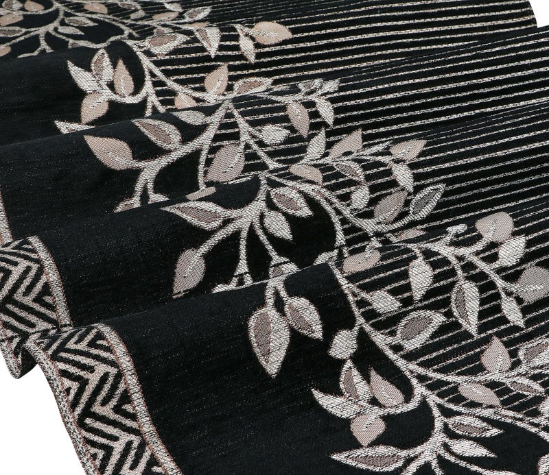 Nendle Refined Velvet Floral Sofa Mat 7 Seater Set Cover Elegant and Durable Protector for Living Room Sofa Set 3+2+2, Suitable for Wooden, Leather, Other Fabric Sofa Set (Color Black, Pack of 3) - Image 2