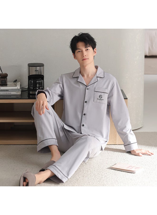 Fenteng Ke'an Men's Sleepwear Spring And Autumn Modal Ice Silk Cooling Homewear Long Sleeve Two-piece Set Summer Casual Skin-friendly