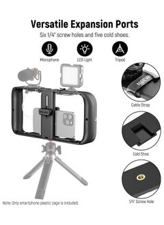 Neewer NEEWER Mobile Phone Video Rig, Mobile Phone Grip Stabiliser Cage with Cold Shoe and 1/4 Inch Thread, Video Recording Film Rig, Compatible with iPhone 16 15 Pro Max Plus 14 13 Mini X XS Max XR  - Image 5