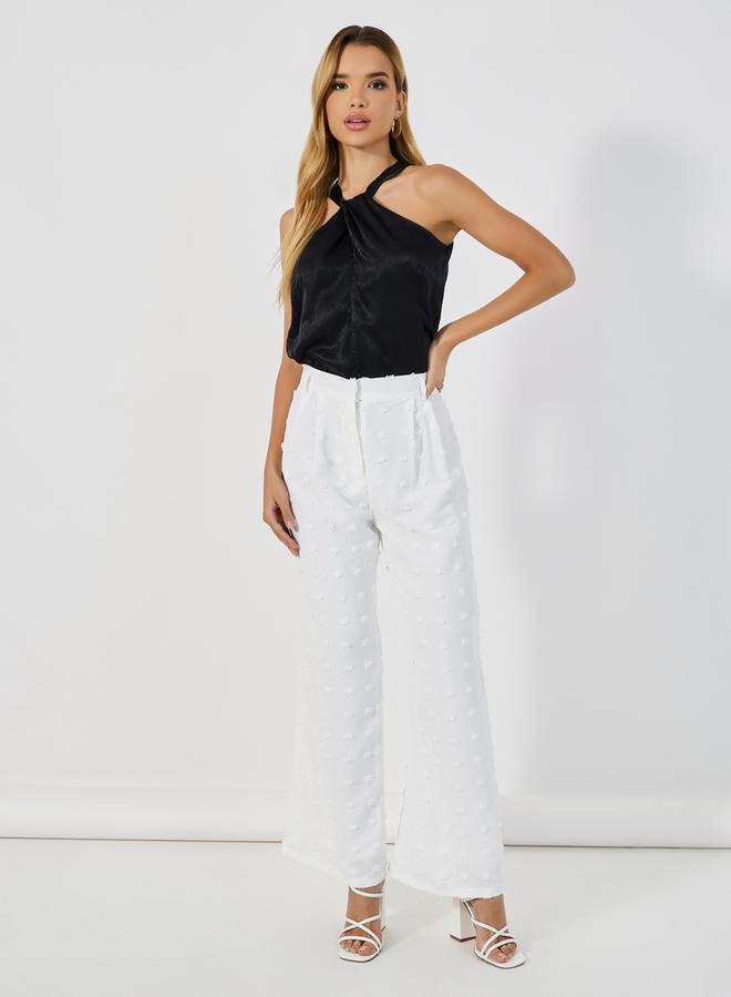 Styli Textured Wide Leg High Rise Pants  - Image 1