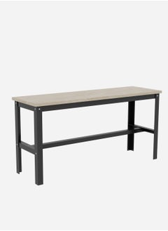 RIGID Steel Dining Table with 2 Benches & Wooden Top Black 90x120x60cm  - Image 3