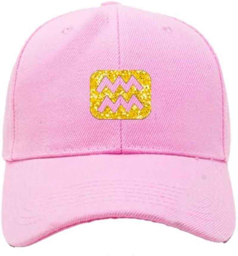 CAP (PINK) Golden logo for men and women with sun protection.sports cap with distinctive shapes(Aquarius) (107)