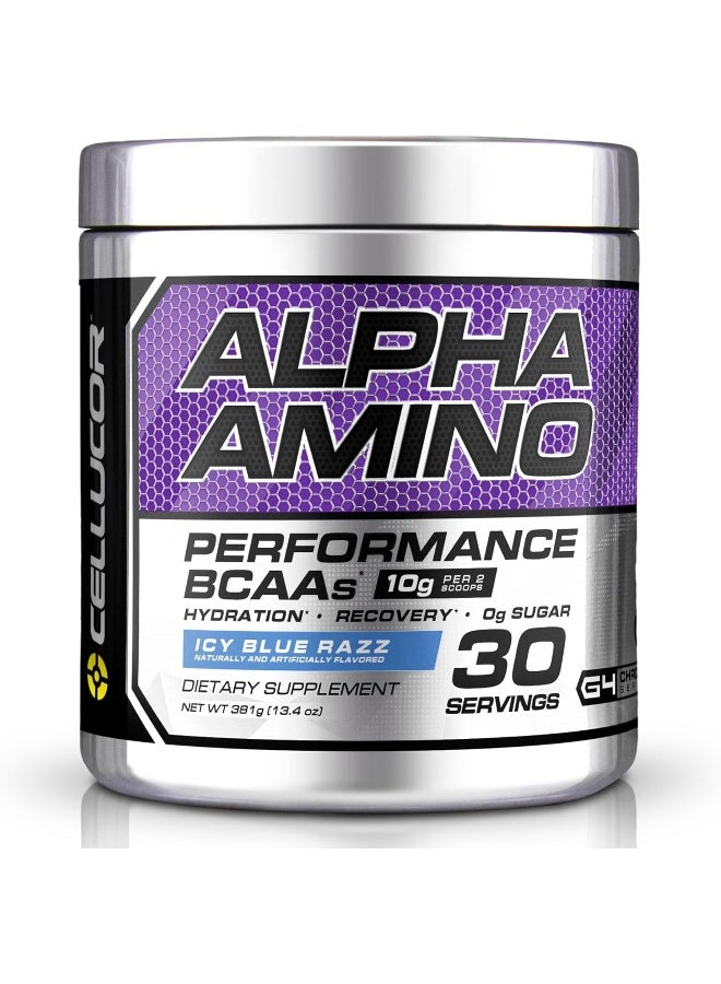 Cellucor Alpha Amino EAA & BCAA Powder | Branched Chain Essential Amino Acids + Electrolytes | Icy Blue Razz | 30 Servings - Image 1