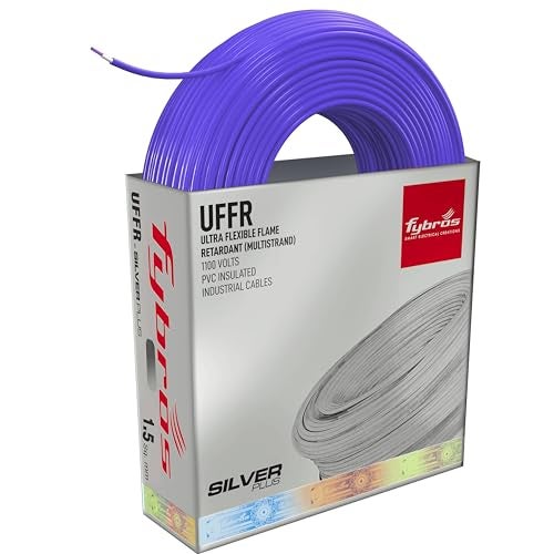 Fybros ULTRA FLEXIBLE FR PVC Insulated 1.5 Sq Mm Wire | UFFR Blue Copper Wires & Cables| Cables For wiring | 1.5 Sq Mm Blue wire 90 meter| Industrial Wire Cable| Electrical Wire - Image 1