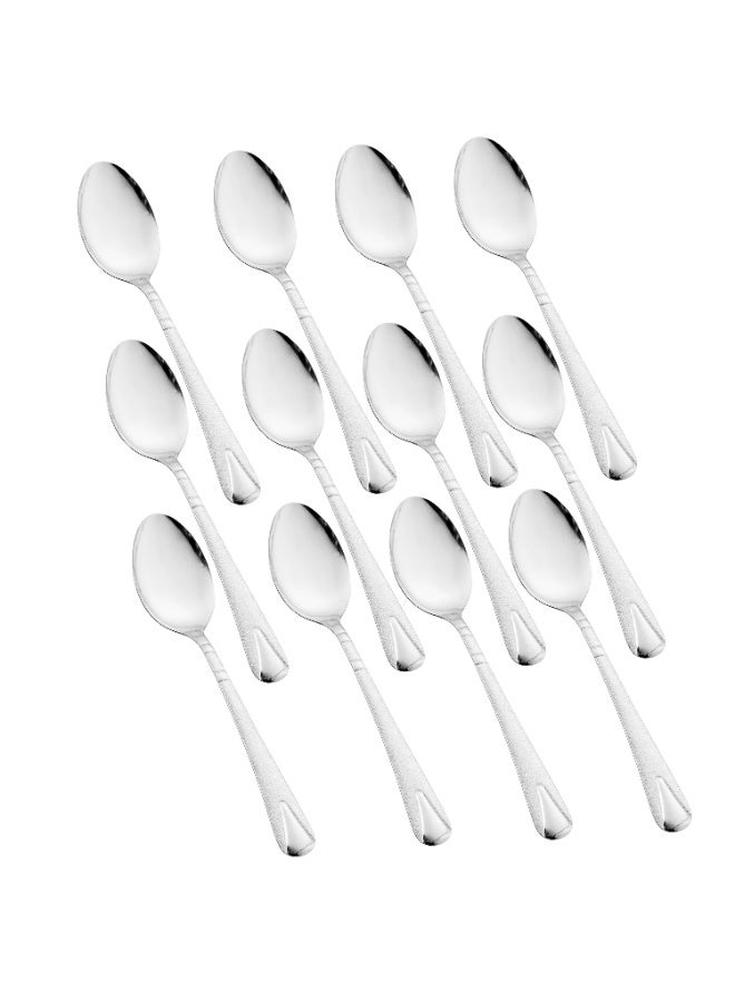 هيك طقم ملاعق أكل من الستانلس ستيل المقاوم للصدأ مكون من 12 قطعة فضي - Image 1