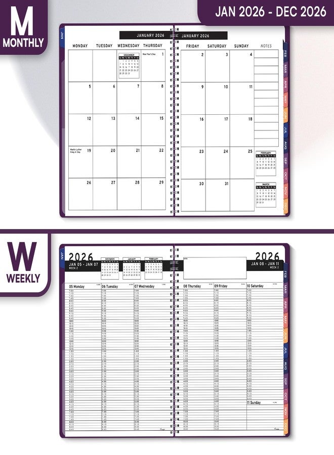 Ensight 2026 Appointment Book and Planner 8.5" x 11" Large Hourly Weekly Daily Schedule Book with Tabs, 15 Minute Time Slots, Purple Calendar Organizer Jan 2026-Dec 2026 Appointment Planner - Purple - Image 3
