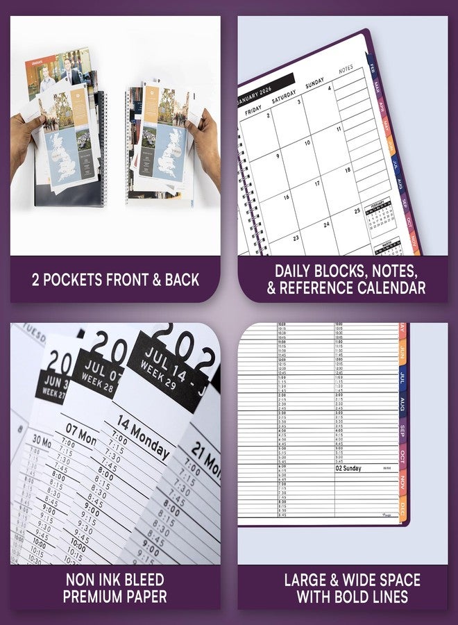 Ensight 2026 Appointment Book and Planner 8.5" x 11" Large Hourly Weekly Daily Schedule Book with Tabs, 15 Minute Time Slots, Purple Calendar Organizer Jan 2026-Dec 2026 Appointment Planner - Purple - Image 5