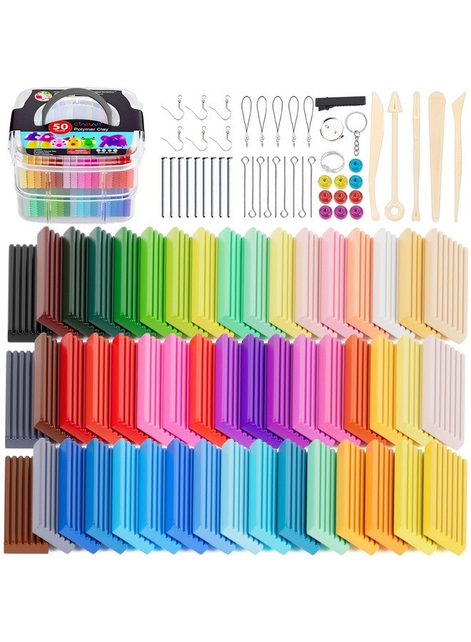 CiaraQ Polymer Clay 50 Colors Ciaraq Modeling Clay Starter Kits For Kids Oven Baked Model Clay With Sculpting Tools Safe And Non Toxic Great For Children And Artists - Image 1