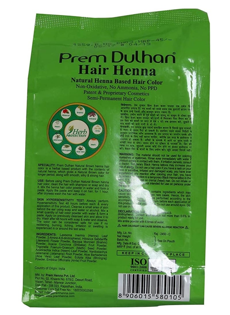 Prem Dulhan Natural Henna For Natural Brown Hair Brown 125grams  - Image 4