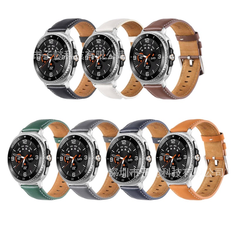 سوار ساعة ذكية سوار جلدي كلاسيكي متوافق مع Samsung Galaxy Watch 8 Classic بملاءمة قابلة للتعديل وحزام بديل باللون بني قابل للتعديل - Image 2