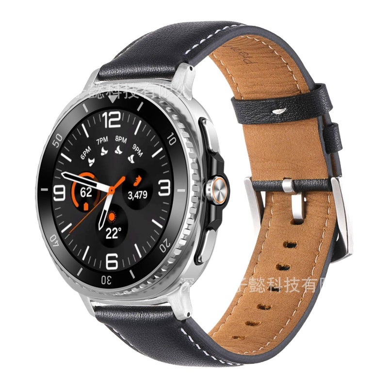 سوار ساعة ذكية سوار جلدي كلاسيكي متوافق مع Samsung Galaxy Watch 8 Classic بملاءمة قابلة للتعديل وحزام بديل باللون بني قابل للتعديل - Image 3