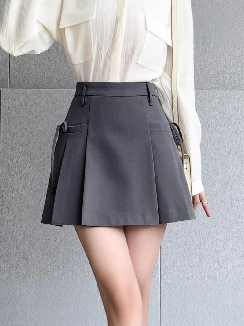 Irregular Suit Skirt For Women Spring & Fall Skirt A-Line Pleated Skirt For Small People - Image 3