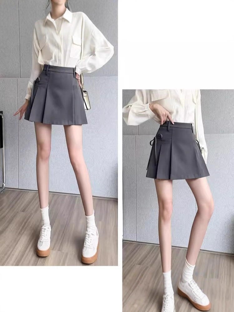 Irregular Suit Skirt For Women Spring & Fall Skirt A-Line Pleated Skirt For Small People - Image 4
