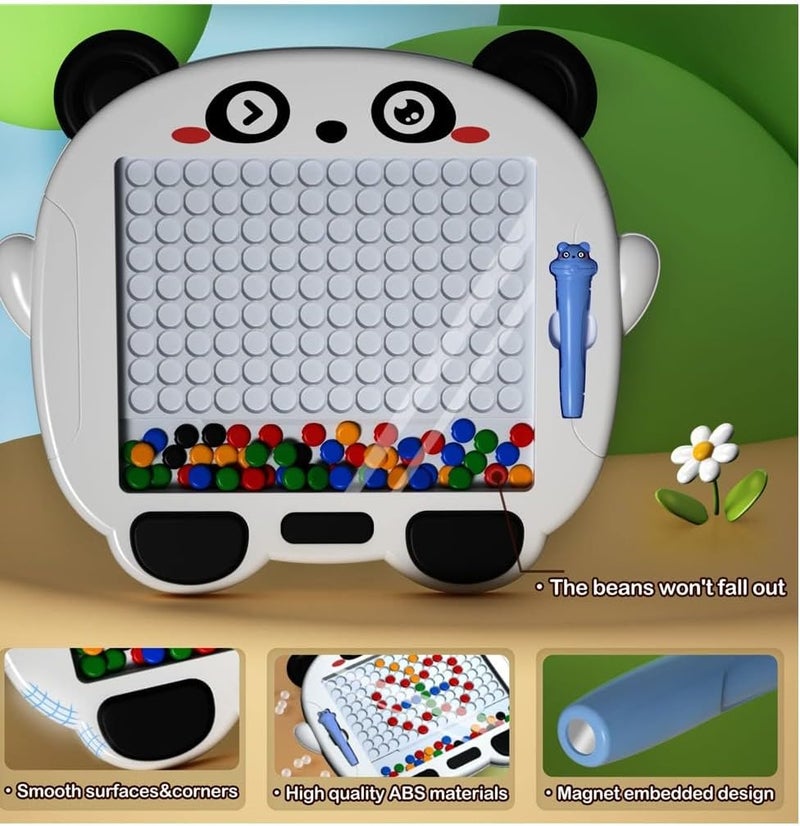 Luckam Magnetic Drawing Board for Kids, Toddlers Panda Painting Doodle Toy with Beads and Magnetic Pen, Travel Magnetic Dot Board Art Toys for 1-3 Years Old - Image 2