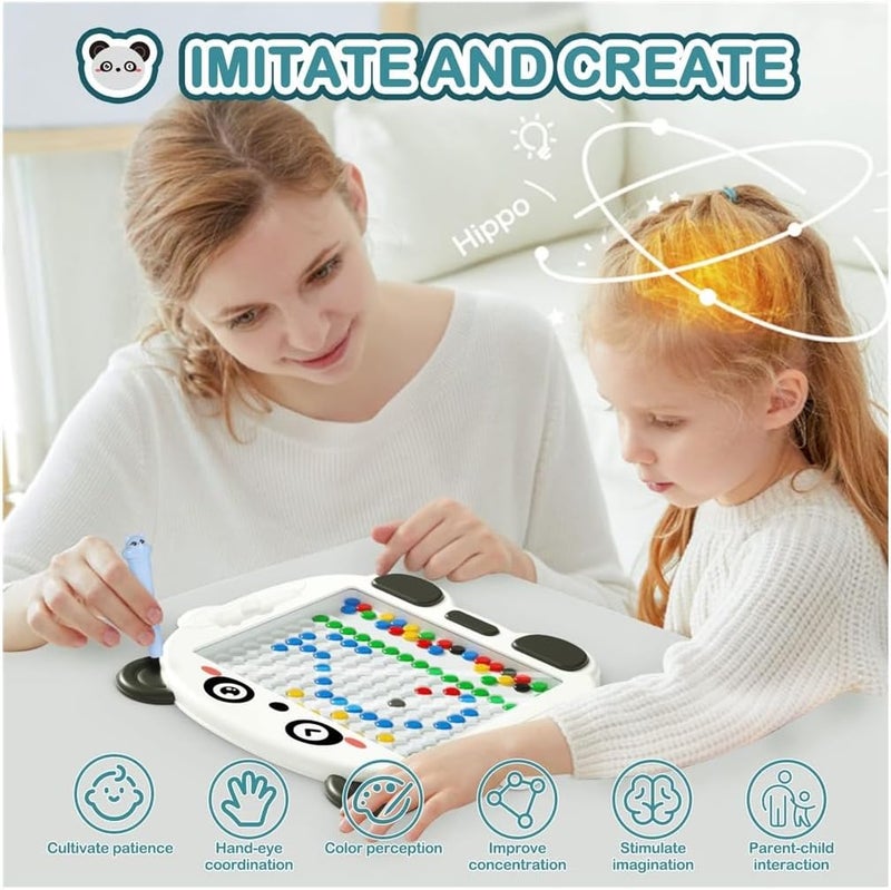 Luckam Magnetic Drawing Board for Kids, Toddlers Panda Painting Doodle Toy with Beads and Magnetic Pen, Travel Magnetic Dot Board Art Toys for 1-3 Years Old - Image 4