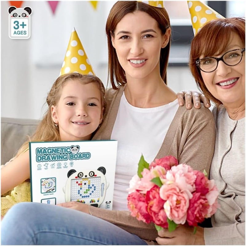 Luckam Magnetic Drawing Board for Kids, Toddlers Panda Painting Doodle Toy with Beads and Magnetic Pen, Travel Magnetic Dot Board Art Toys for 1-3 Years Old - Image 5