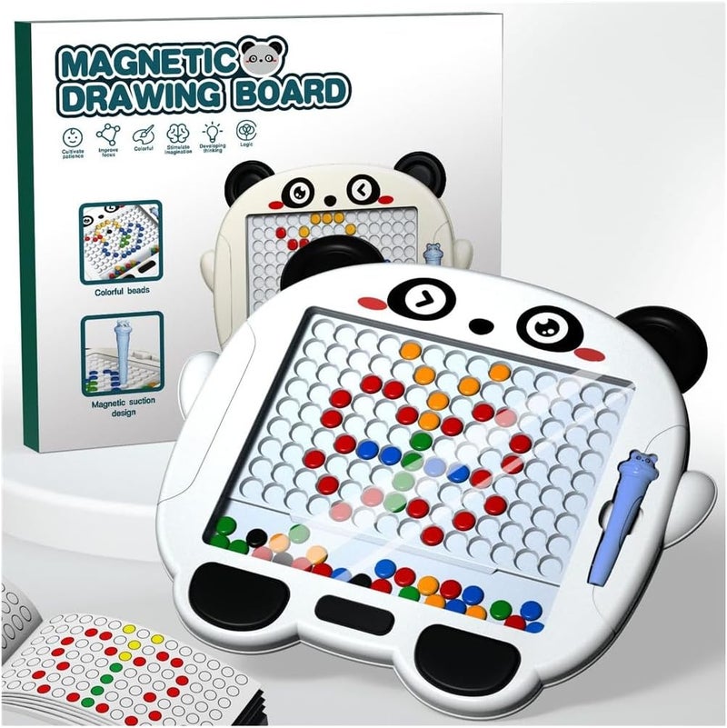 Luckam Magnetic Drawing Board for Kids, Toddlers Panda Painting Doodle Toy with Beads and Magnetic Pen, Travel Magnetic Dot Board Art Toys for 1-3 Years Old - Image 1