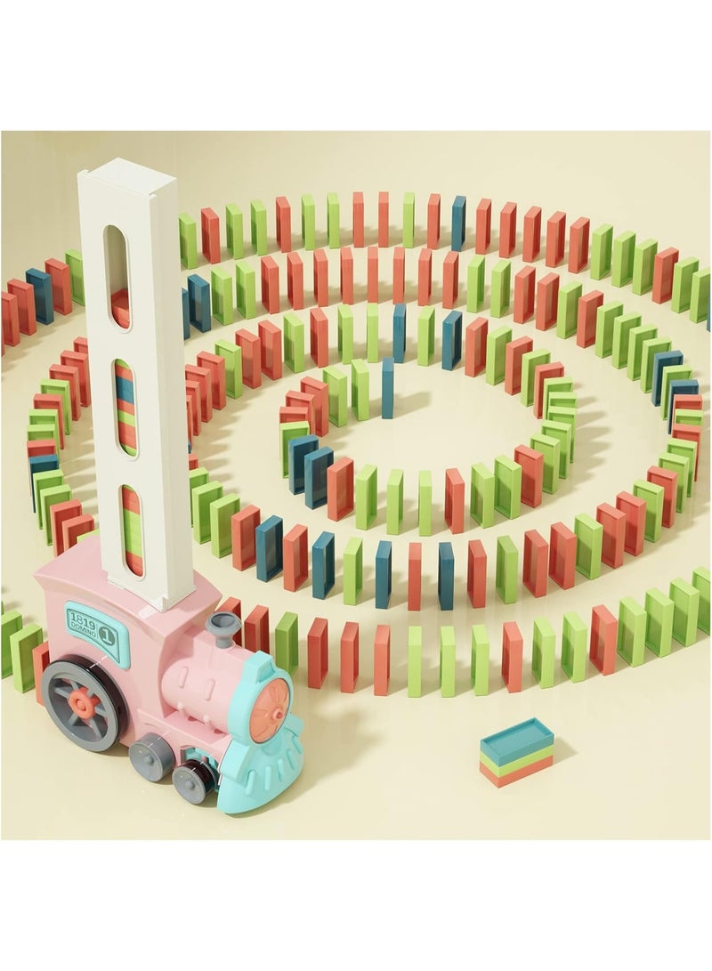 Relex Domino Train Toys for Girls 3+ Year Old: Kids Stacking Dominoes Games, Montessori Toy Toddler 3-5 Boys ages 4-8, Interactive Autism Fine Motor Activities Birthday Gift Stocking Stuffer 4 5 6 Yr Olds - Image 1