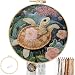 FONNUY Sea Turtle Floral Embroidery Kit Cross Stitch Kits for Beginners Handmade Crafts with Printed Patterns for Adults Easy to Follow Color Thread Needlework 8 Hoop Dancing Turtle - Image 2