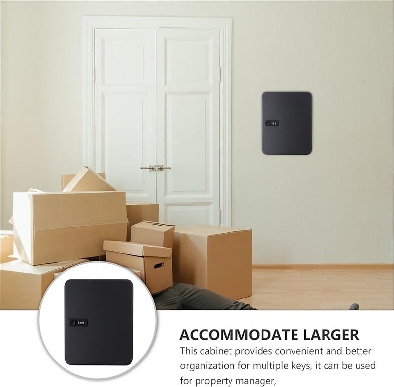 صندوق مفاتيح مثبت على الحائط مع قفل رمز أمان خزانة تخزين سوداء مقاومة للاهتراء - Image 4