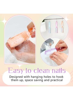 Patelai 30 Pcs Nail Scrubber Brushes Bulk Handle Grip Manicure Brushes for Cleaning Fingernails Pedicure Cleaning Brush for Toes and Fingernail Cleaning, 5 Colors(Light Colors)  - Image 2