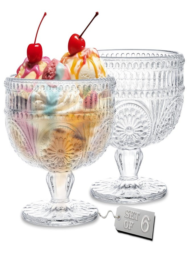 Kingrol 6 Pack Glass Dessert Bowls, 10 oz Mini Trifle Bowls, Glass Serving Bowls for Ice Cream, Fruit, Pudding, Snack, Cereal, Nuts - Image 1