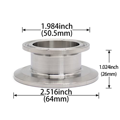 QMINOX 2 Inch × 1.5 Inch Sanitary Fitting End Cap Reducer Stainless Steel 304 Sanitary Concentric Reducer Tri Clamp Clover - Image 2