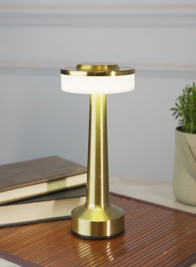 Chronos Dune Cordless LED Table Lamp (Gold) - USB Rechargeable Portable Touch Control Dimmable 3 Light Color Tunable Table Lamp for Hotel, Cafe, Restaurant or Home for Bedside, Center or Dining - Image 2