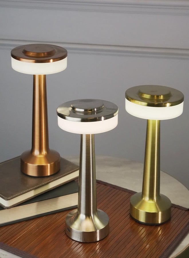 Chronos Dune Cordless LED Table Lamp (Gold) - USB Rechargeable Portable Touch Control Dimmable 3 Light Color Tunable Table Lamp for Hotel, Cafe, Restaurant or Home for Bedside, Center or Dining - Image 3